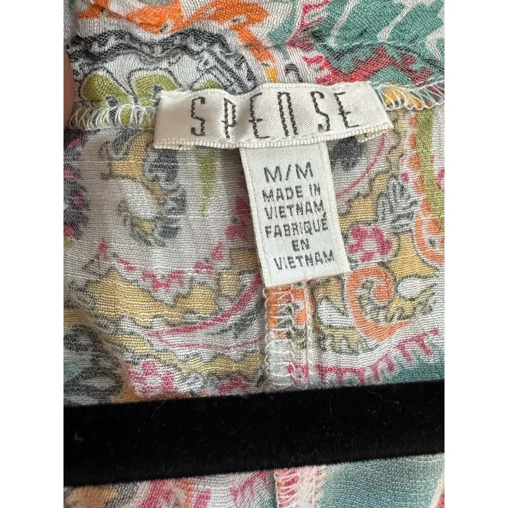 Spense Top Womens M Bell Sleeve Crochet Ruffle Paisley Boho Gypsy Peasant Indie - Picture 5 of 7